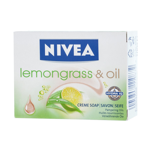 Nivea Lemongrass & Oil Care Soap 100g with natural oils and 96% naturally derived ingredients for gentle cleansing and hydration.