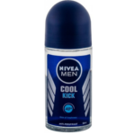 Nivea Men Cool Kick Roll-On Anti-Perspirant in a 50 mL blue bottle, offering 48-hour freshness and odor protection.