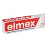 Elmex Anti-Cavity Toothpaste packaging with red and white branding, highlighting its cavity protection and enamel-strengthening properties.