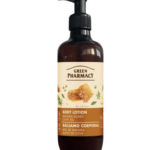 Green Pharmacy Body Lotion with Manuka Honey and Olive Oil in a brown pump bottle, 400ml
