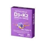 Purple box of Nexon Pharma Vitamin D3 + K2 supplement with 30 capsules, supports bones and immunity
