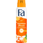 Fa Empowering Moments Anti-Perspirant Spray in orange and white bottle with orange and basil design