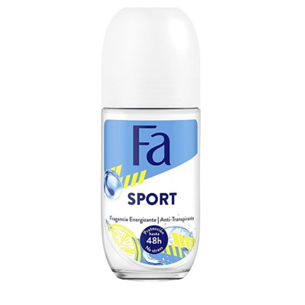 Fa Sport Anti-Perspirant Roll-On with blue and yellow design and citrus accents