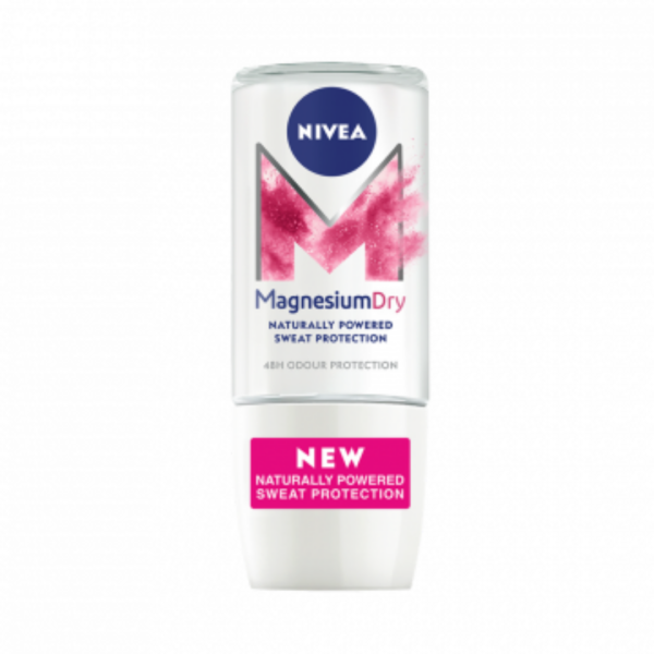 Nivea Magnesium Dry Roll-On 50ml with 48h naturally powered sweat and odour protection.