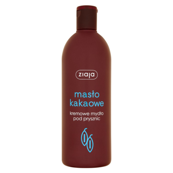 Ziaja Cocoa Butter Creamy Shower Soap in a brown 500ml bottle with blue text