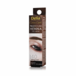 Delia Cosmetics Traditional Eyebrow Henna 4.0 Brown – eyebrow tinting cream box with brow illustration.
