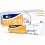Tube and box of Alantan Plus Cream 35g – soothing and moisturizing cream for dry or irritated skin.