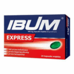 Box of IBUM Express 400mg – 24 soft capsules with ibuprofen for fast pain, fever, and inflammation relief.