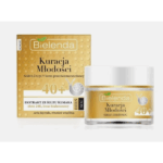 Bielenda Youth Therapy 40+ anti-wrinkle day and night face cream with snail mucin, 24K gold, and hyaluronic acid for mature and sensitive skin – product box and jar.