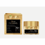 Bielenda Golden Ceramides 70+ anti-wrinkle cream with ceramides, 24K gold, and calcium – product packaging and jar for very mature skin.