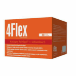 Box of 4Flex Collagen Fortigel + Vitamin C, 30 sachets, in orange packaging.