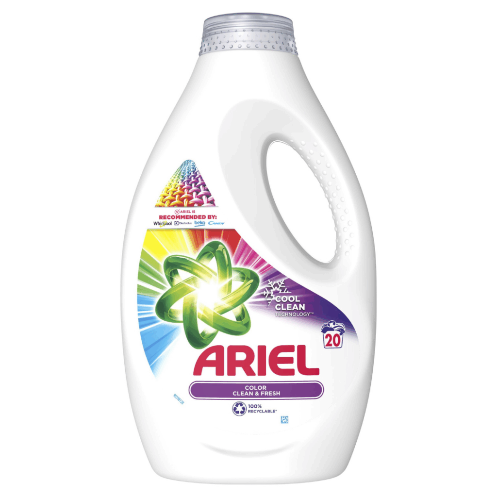 Ariel Color Clean & Fresh Liquid Detergent bottle with Cool Clean Technology, 20 wash load.