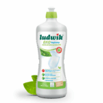 Ludwik ECO dishwashing liquid with citrus and green tea scent, biodegradable and gentle formula, 1L bottle.