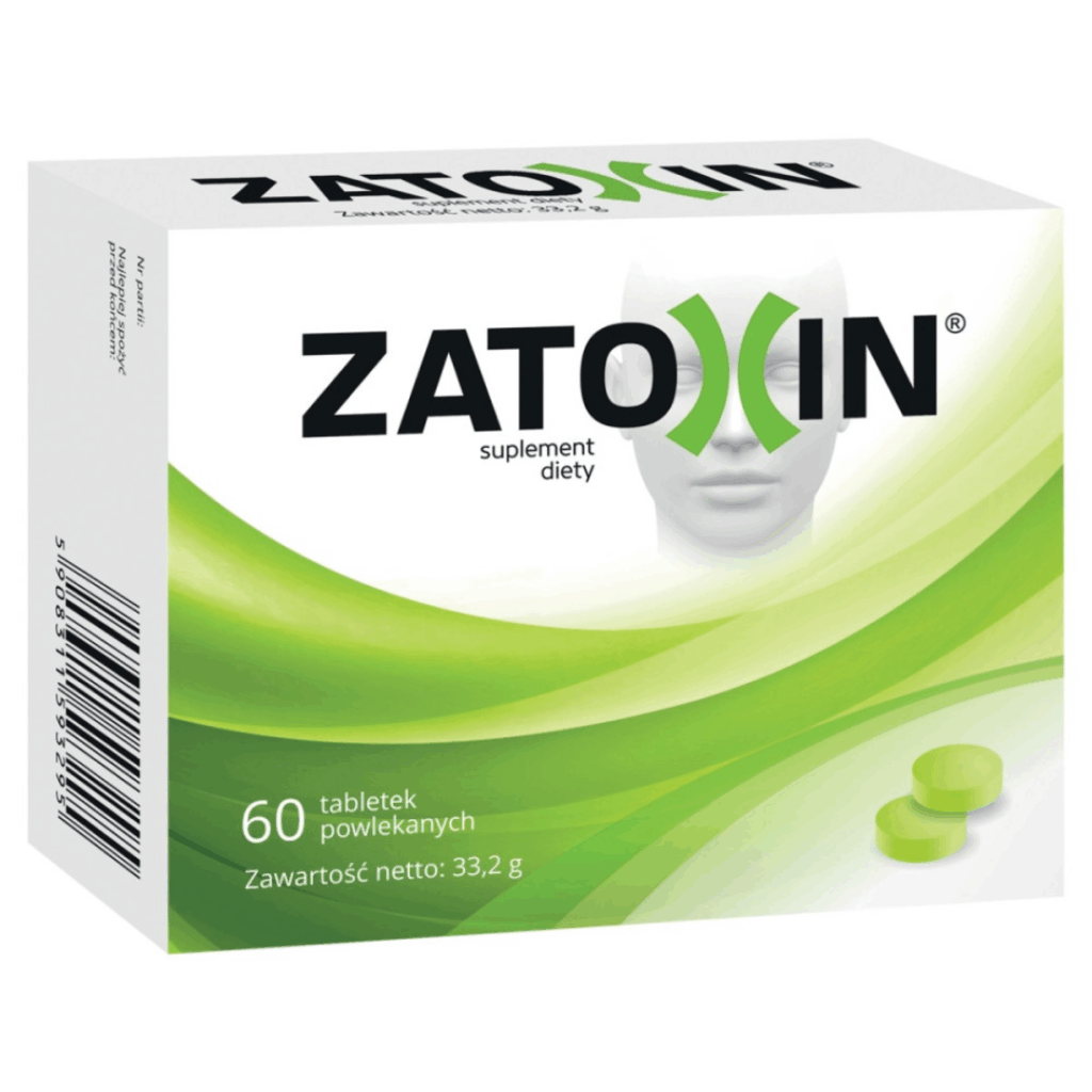 Zatoxin dietary supplement box with 60 coated tablets for sinus and respiratory support