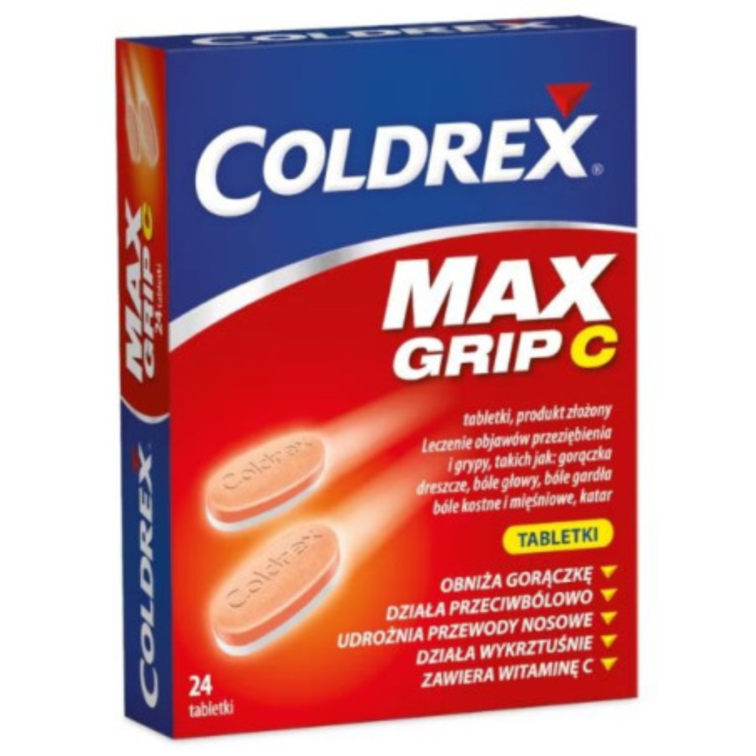 Coldrex MaxGrip C Cold & Flu Relief Tablets with Vitamin C – 24 Tablets Box