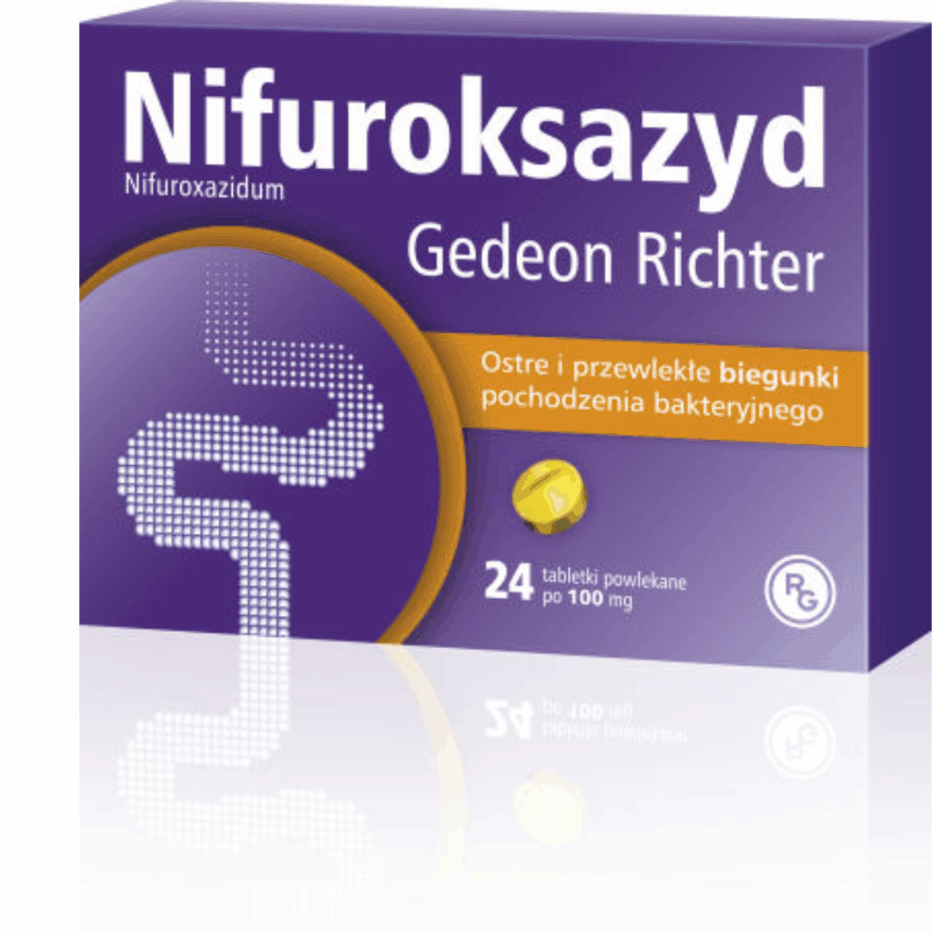 Nifuroxazide Gedeon Richter 100 mg Tablets for Bacterial Diarrhea – 24 Count