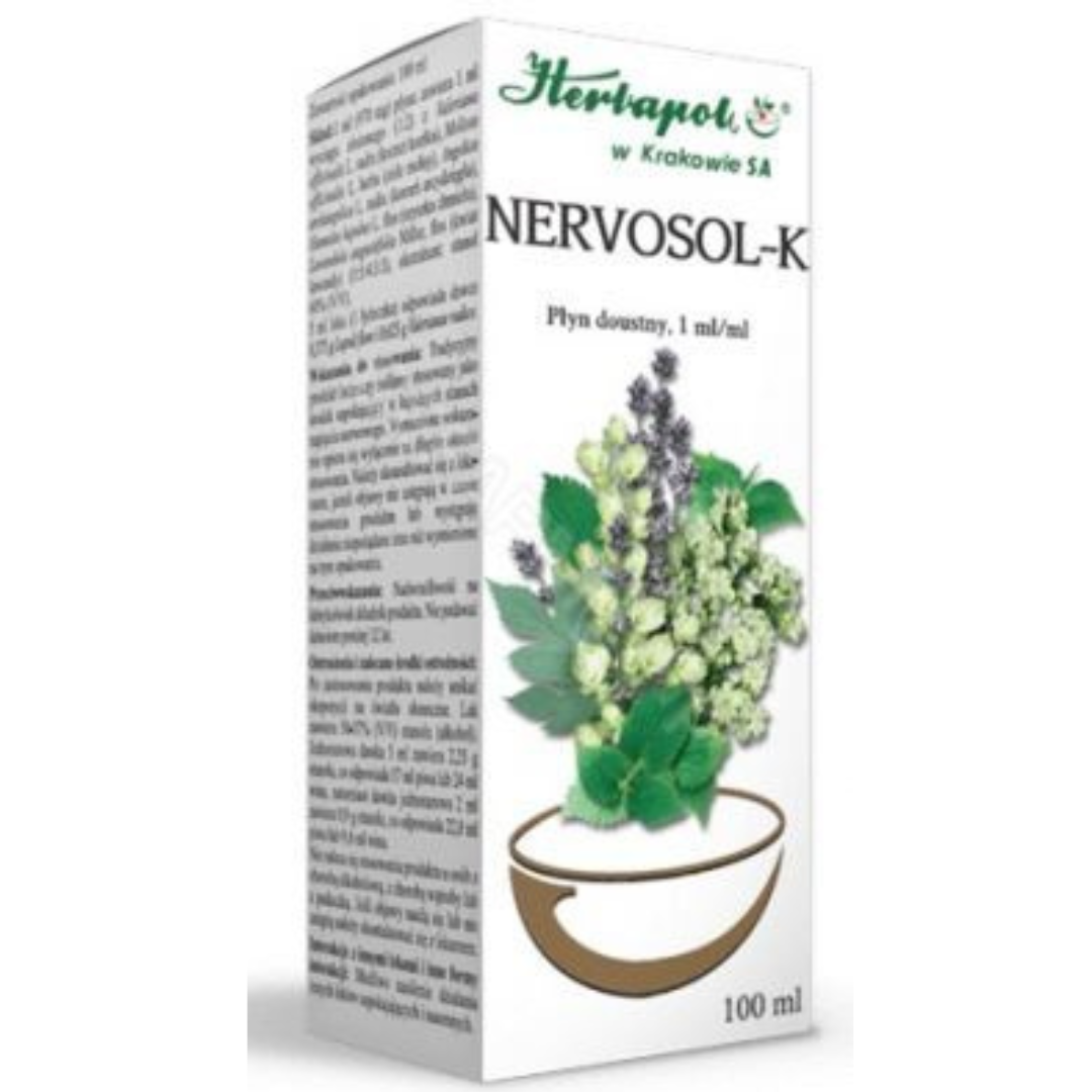 Nervosol-K Herbal Oral Liquid by Herbapol Kraków – 100ml calming supplement with natural herbs
