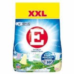 XXL pack of E Laundry Detergent Powder for white and light fabrics, 60 washes.