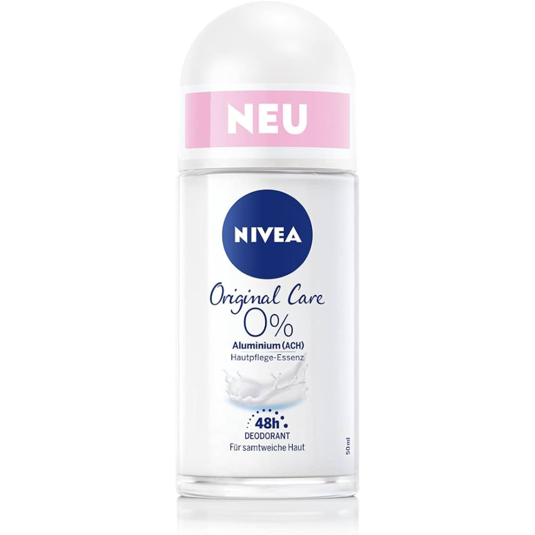 Bottle of NIVEA Original Care 0% Aluminium Roll-On Deodorant, 50ml.