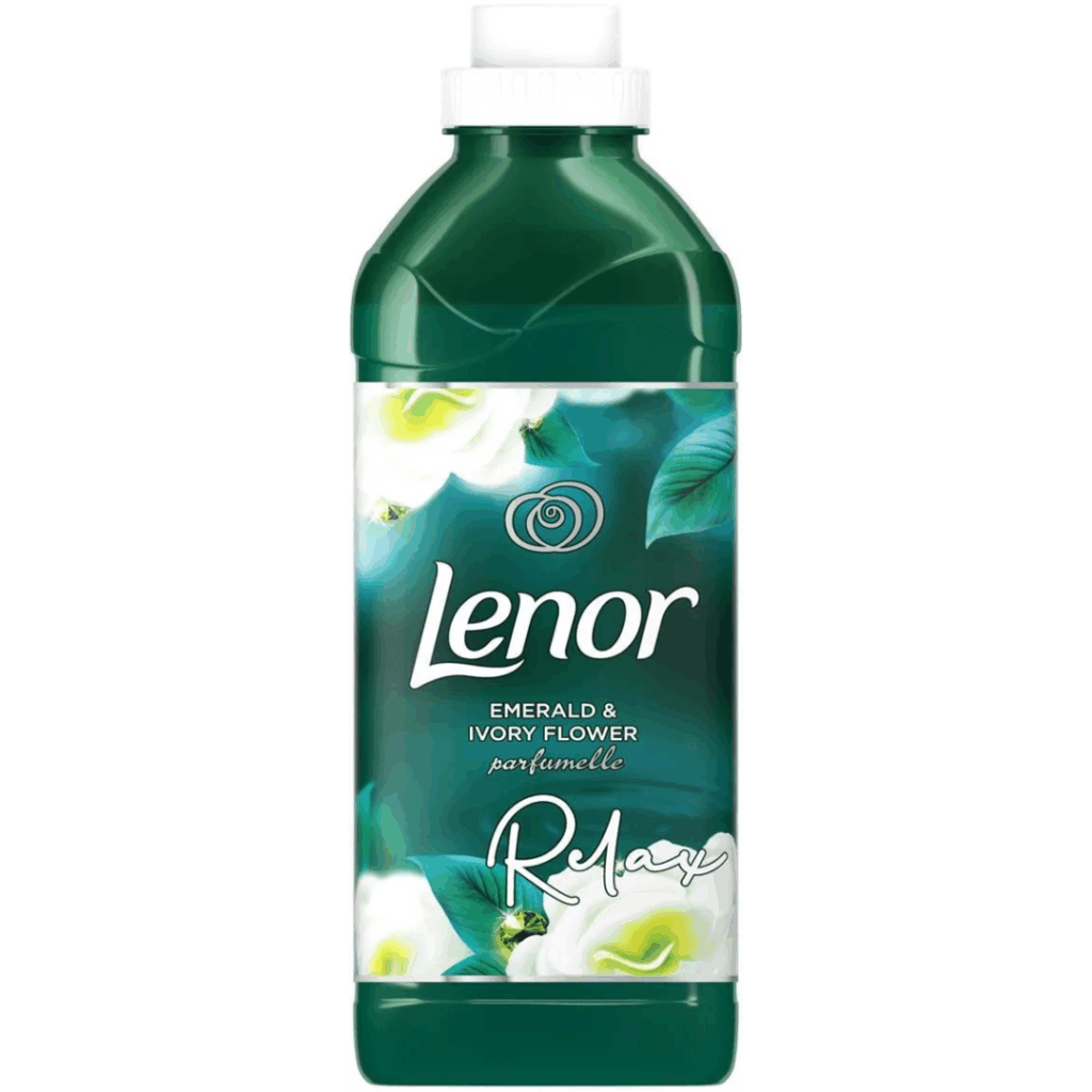 Lenor Parfumelle Fabric Softener Emerald & Ivory Flower – 925ml bottle with floral design and rich green packaging