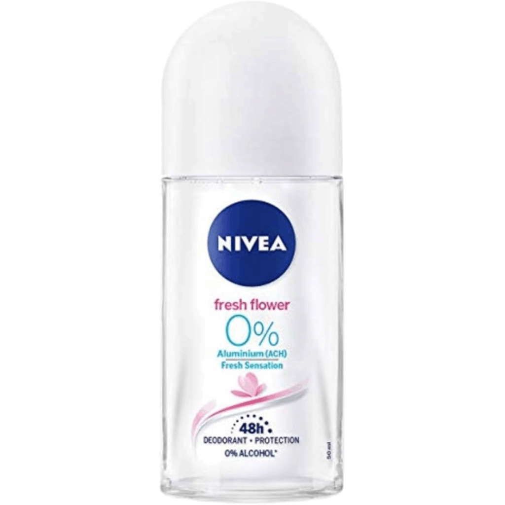 NIVEA Fresh Flower Roll-On Deodorant 50ml – 0% Aluminium and Alcohol – Floral scent