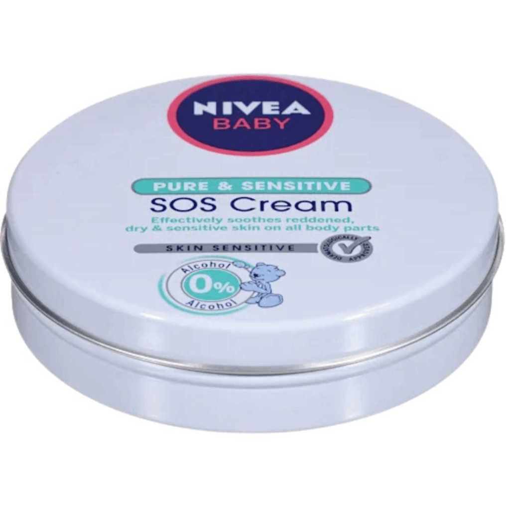NIVEA Baby Pure & Sensitive SOS Cream tin – gentle baby skin care cream for redness and dryness, 150ml
