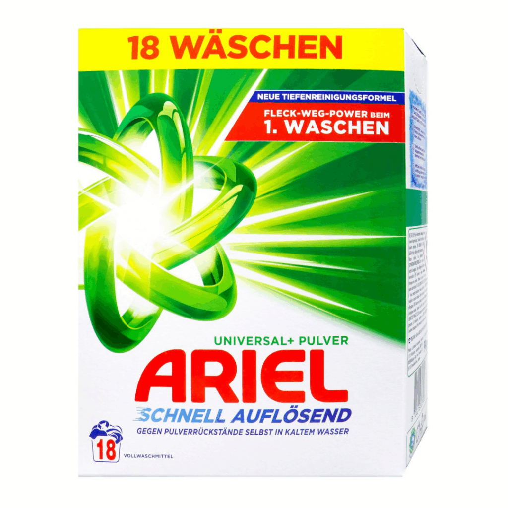 Ariel Universal Powder Detergent – 18 Washes – German Fast-Dissolving Laundry Powder