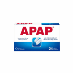 Box of APAP Pain Relief Tablets, 500mg Paracetamol, 24 coated tablets