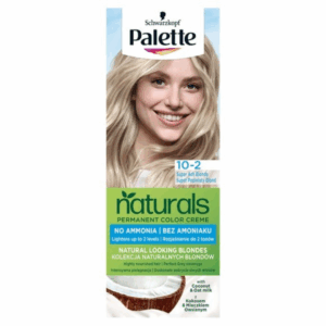 Box of Schwarzkopf Palette Naturals 10-2 Super Ash Blonde permanent hair dye with no ammonia