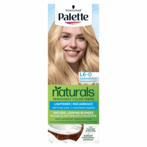 Box of Schwarzkopf Palette Naturals L6-0 Scandinavian Blonde permanent lightener with coconut and oat milk