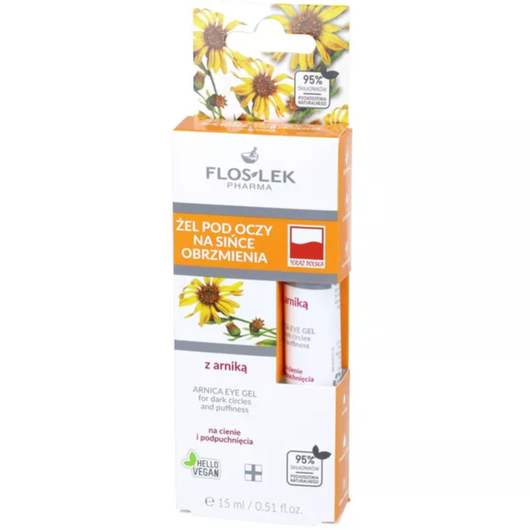 Floslek Pharma Arnica Eye Gel for dark circles and puffiness 15 ml vegan packaging