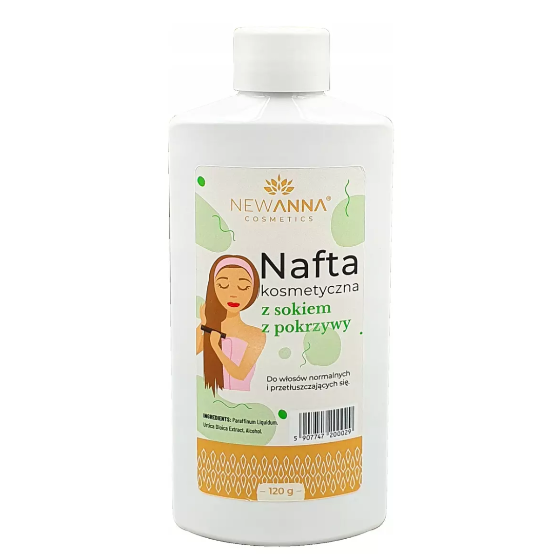 Bottle of New Anna Cosmetic Naphtha with Nettle Juice for normal to oily hair and scalp care, 120 g