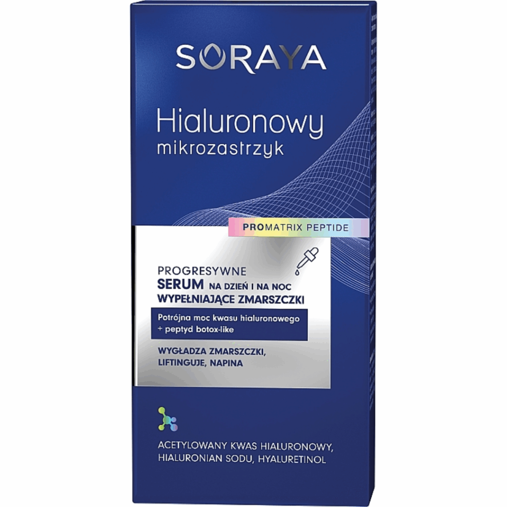 Box of Soraya Hyaluronic Microinjection Progressive Wrinkle-Filling Serum with ProMatrix Peptide for day and night use