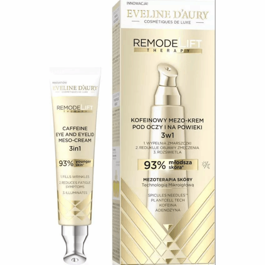Eveline D’Aury Remodel Lift Therapy caffeine eye and eyelid meso cream 15ml packaging