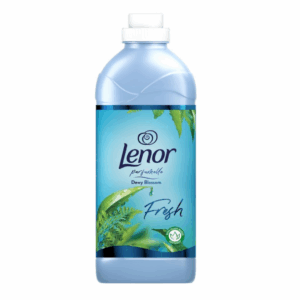 Lenor Dewy Blossom Fresh Fabric Softener 1,420ml bottle with light blue and green floral design.