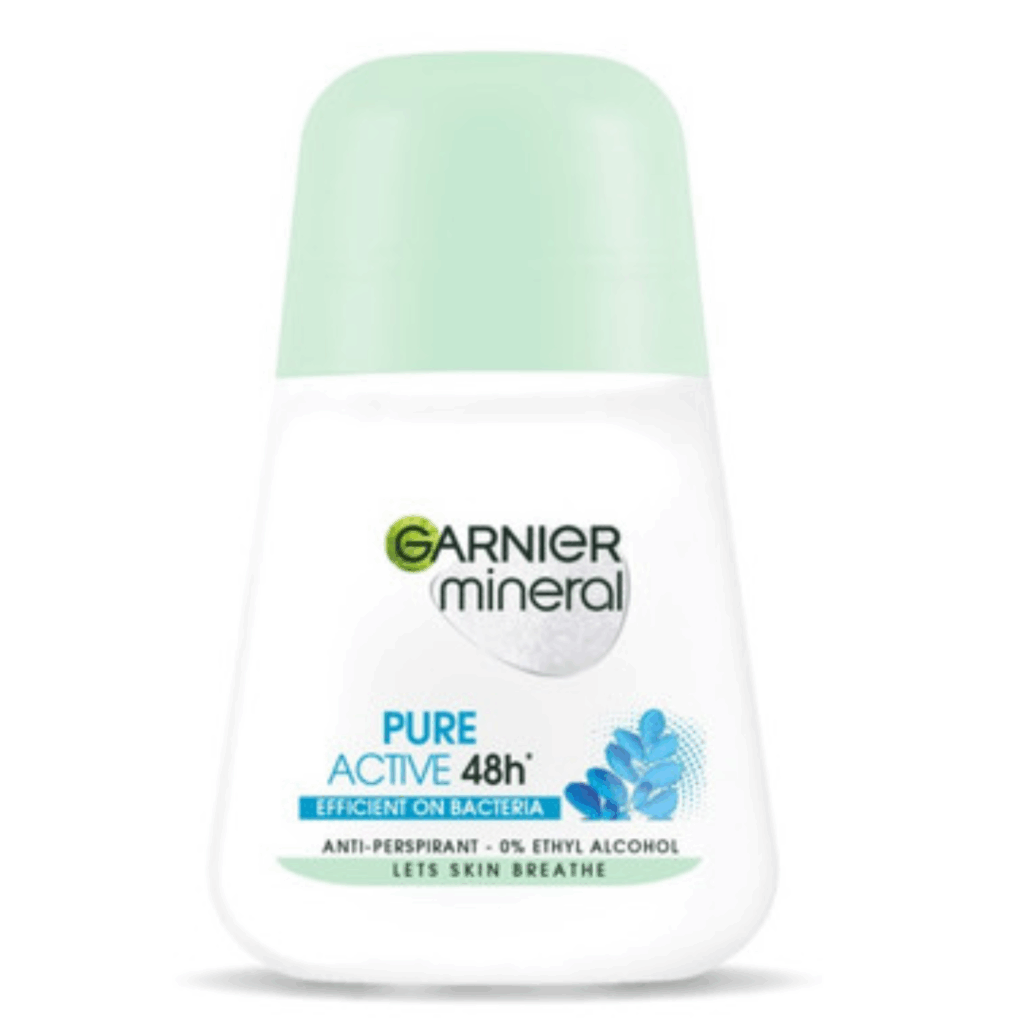 Garnier Mineral Pure Active 48H anti-perspirant roll-on 50ml with 0% ethyl alcohol.