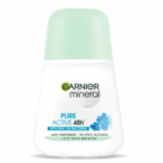 Garnier Mineral Pure Active 48H anti-perspirant roll-on 50ml with 0% ethyl alcohol.