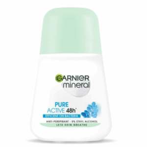 Garnier Mineral Pure Active 48H anti-perspirant roll-on 50ml with 0% ethyl alcohol.