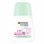 Garnier Mineral 6-in-1 Protection 48H Cotton Fresh anti-perspirant roll-on 50ml with 0% ethyl alcohol.