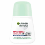 Garnier Mineral Magnesium Ultra Dry 72H anti-perspirant roll-on 50ml with 0% ethyl alcohol.