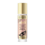 Eveline Cosmetics Variete Face & Body Liquid Highlighter in 02 Rose Gold with gold cap and rose-gold shimmer bottle.