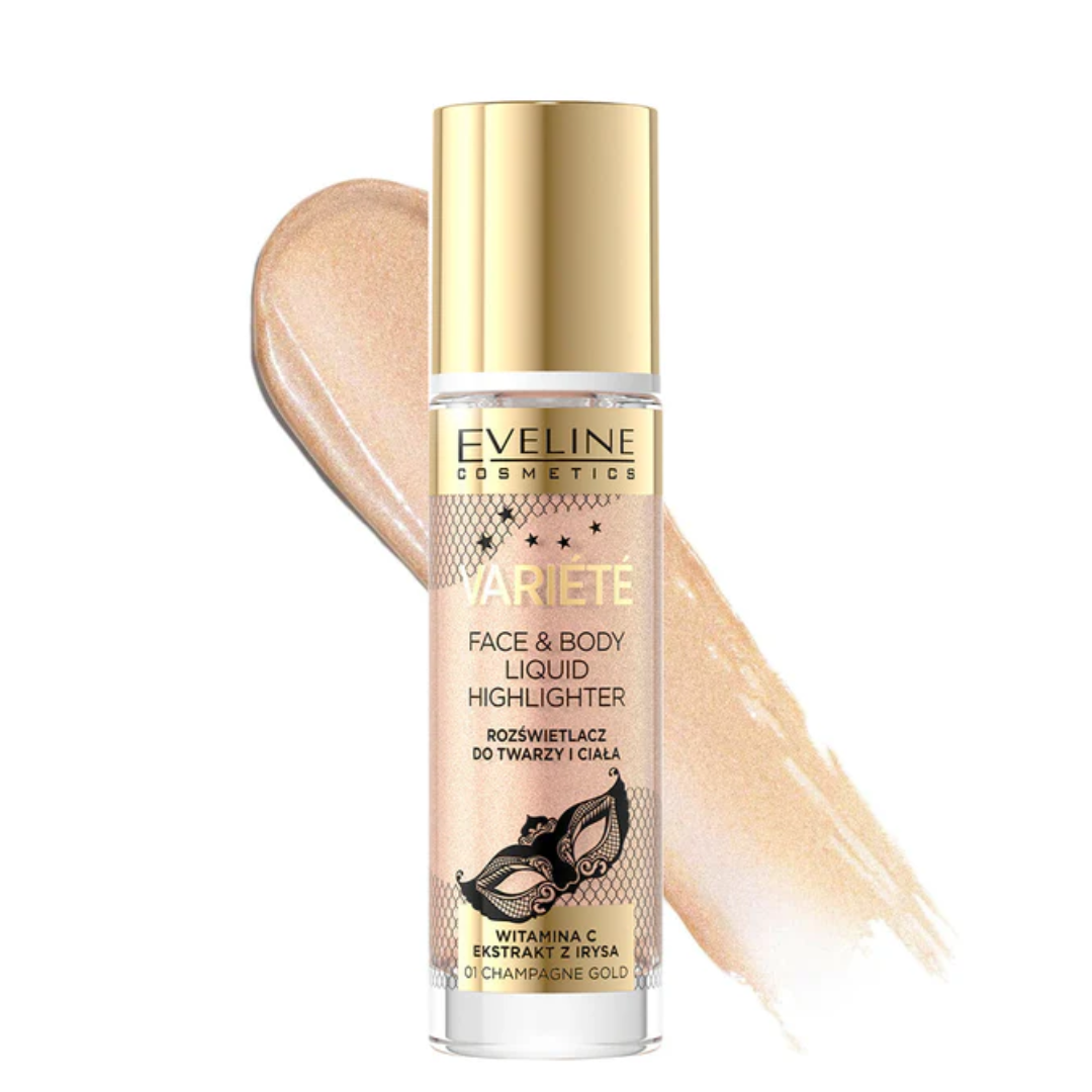Eveline Cosmetics Variete Face & Body Liquid Highlighter – 01 Champagne Gold - Image 2