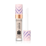 Eveline Cosmetics Liquid Camouflage HD Concealer in shade 01 with applicator wand and pink patterned cap.
