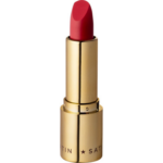 Eveline Cosmetics Celebrity Lips Satin lipstick shade 517 in gold packaging with classic red lipstick bullet