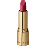 Eveline Cosmetics Celebrity Lips Satin lipstick shade 602 in gold packaging with rose berry lipstick bullet