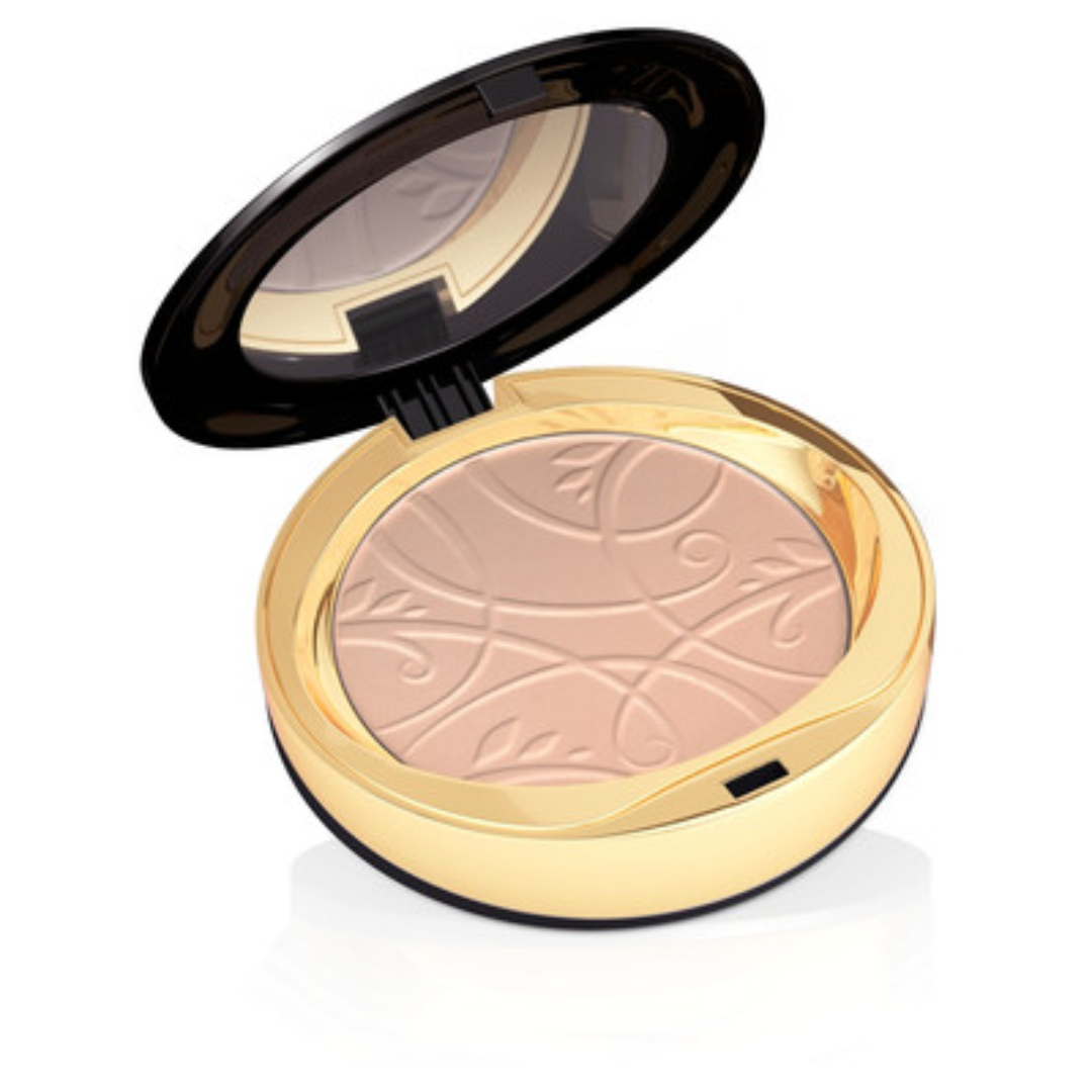 Eveline Cosmetics Celebrities Beauty Powder shade 20 in open gold compact with mirror and embossed pressed powder