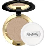 Eveline Cosmetics Celebrities Beauty Powder shade 23 in open gold compact with mirror and white powder puff