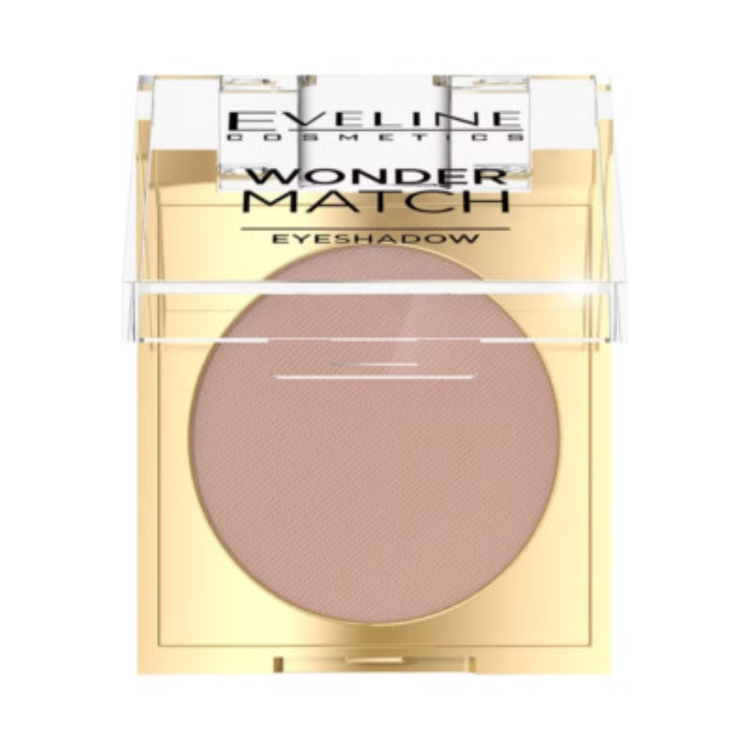 Eveline Cosmetics Wonder Match eyeshadow shade 02 in gold compact with matte nude pink powder