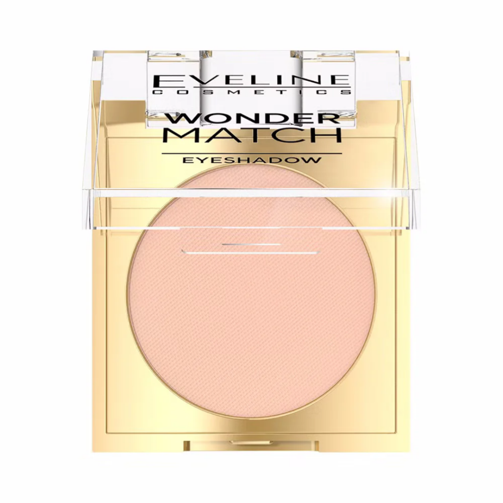 Eveline Cosmetics Wonder Match eyeshadow shade 01 in gold compact with matte light peach nude powder