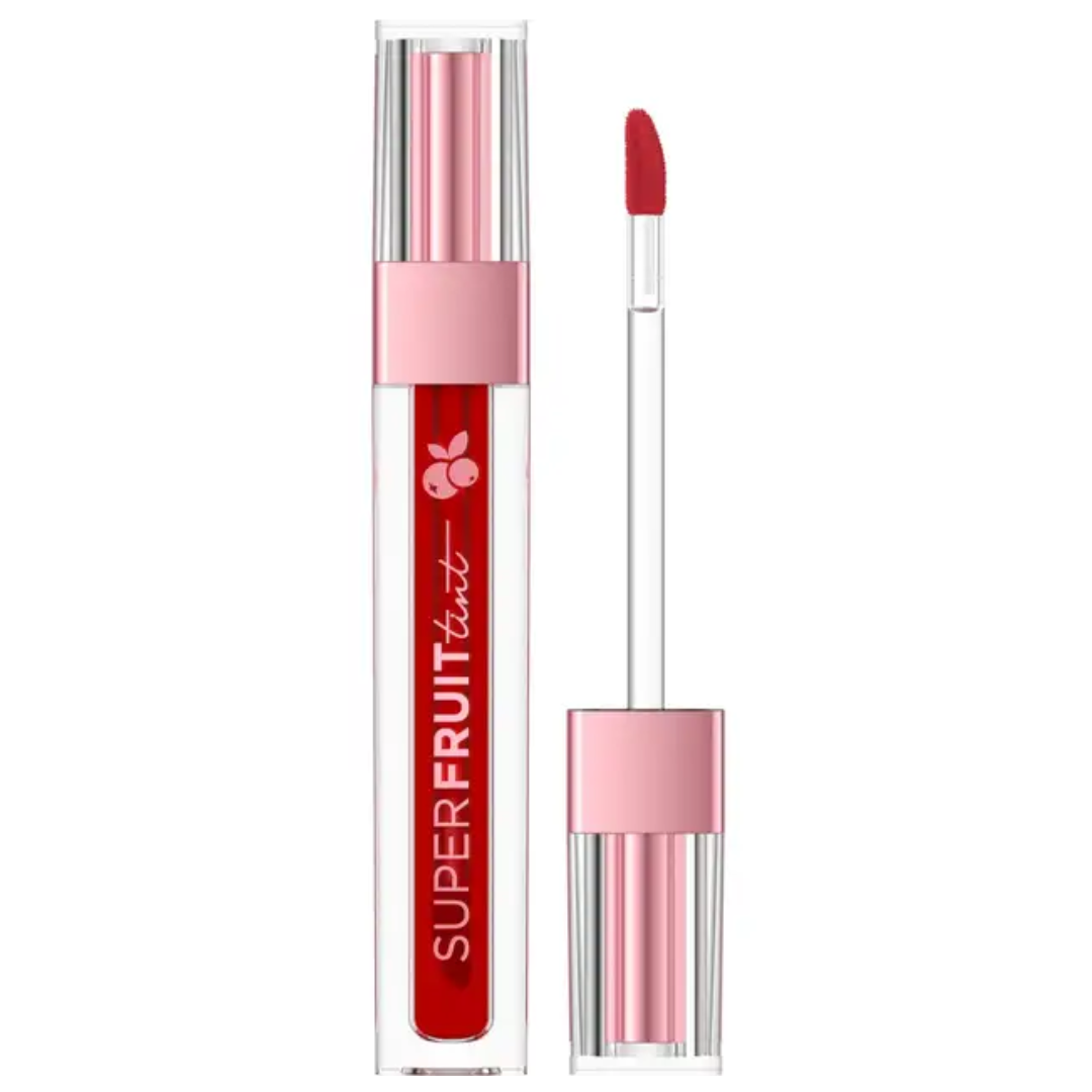 Eveline Cosmetics Superfruit Tint lip tint shade 01 in clear tube with pink cap and doe-foot applicator